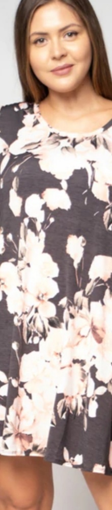 Plus Size Floral Dress with Pockets and tie cuffs - Picture 6 of 8